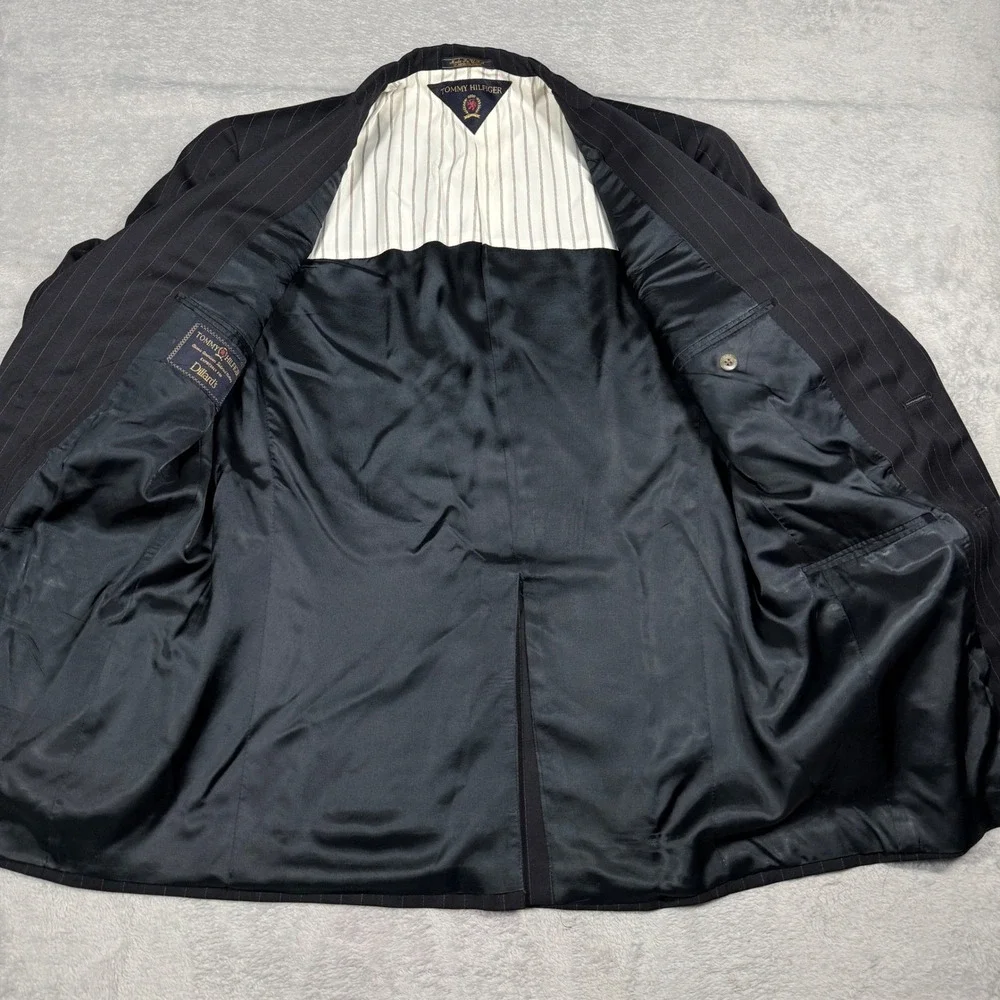 Tommy Hilfiger Blazer Mens‎ 40R Navy Pinstripe Wool Suit Jacket USA Made